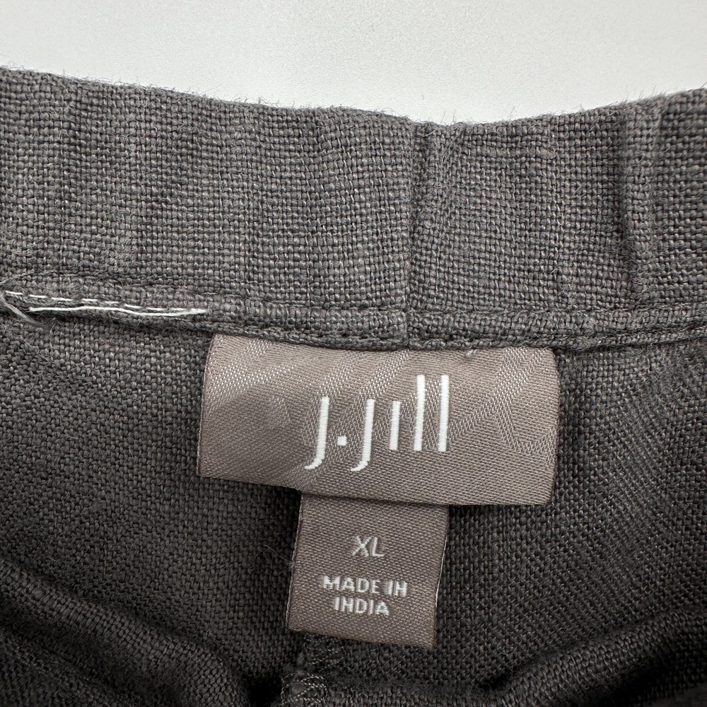 J Jill 100% Linen Wide Leg Crop Capri Pants XL Gray Quiet Luxury Minimalist Core - Picture 6 of 9